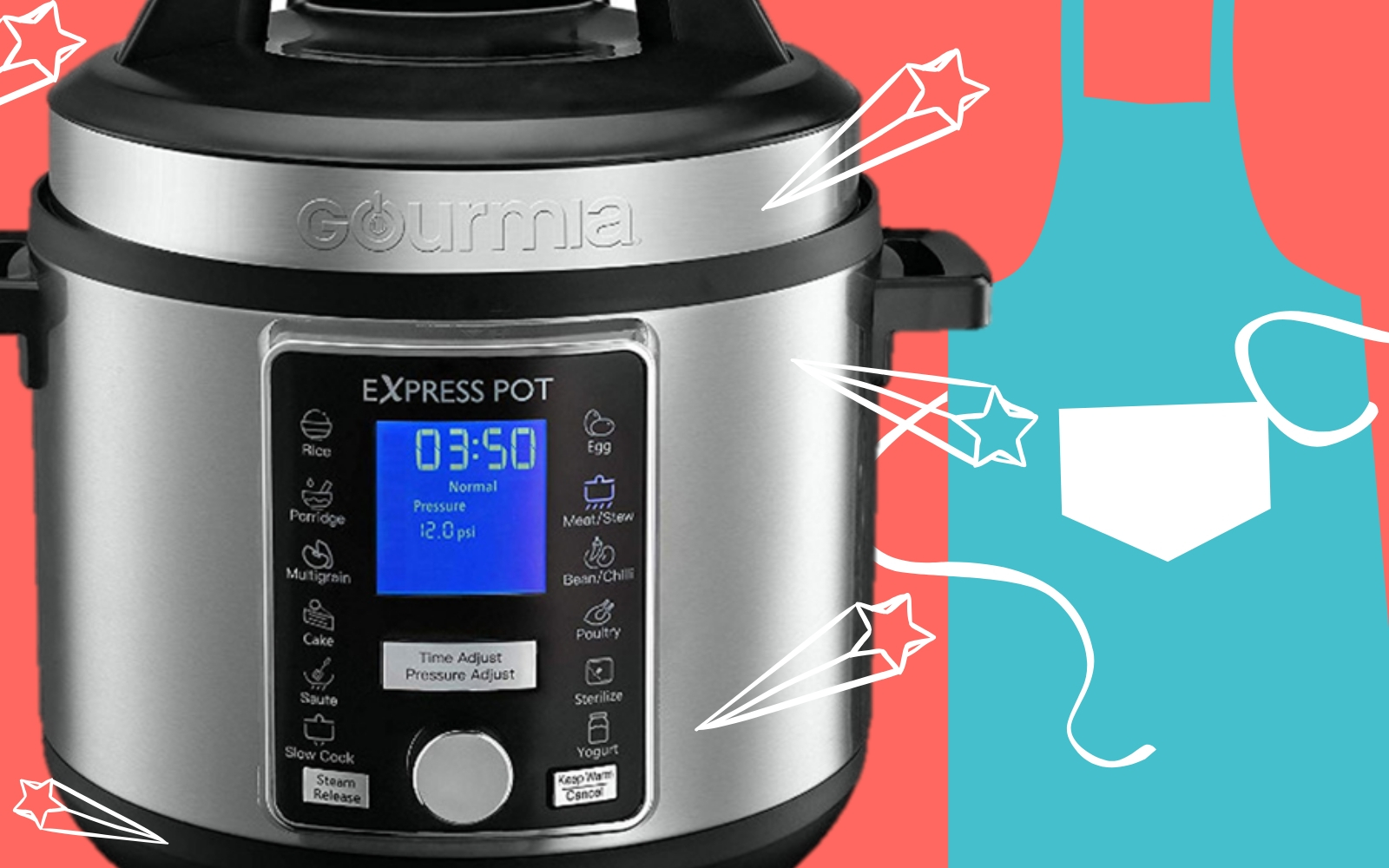 Multi Function Pressure Cookers, Gourmia GPC400 Electric Digital  Multifunction Pressure Cooker, 13 Programmable Cooking Modes, 4 Quart  Stainless Steel, with Steam Rack, 800 Watts